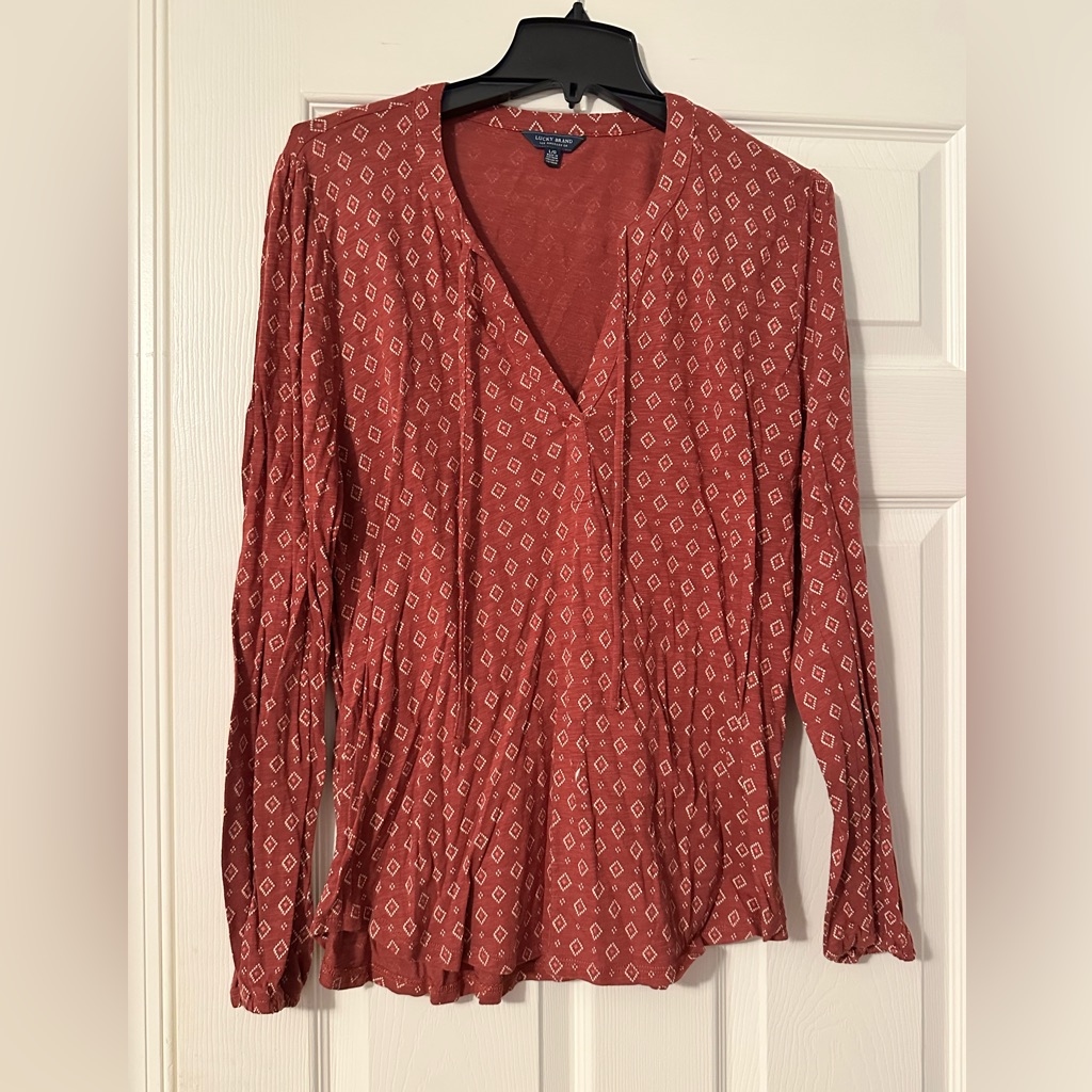Lucky Brand Terracotta Diamond Blouse Lucky Brand Terracotta Diamond Blouse